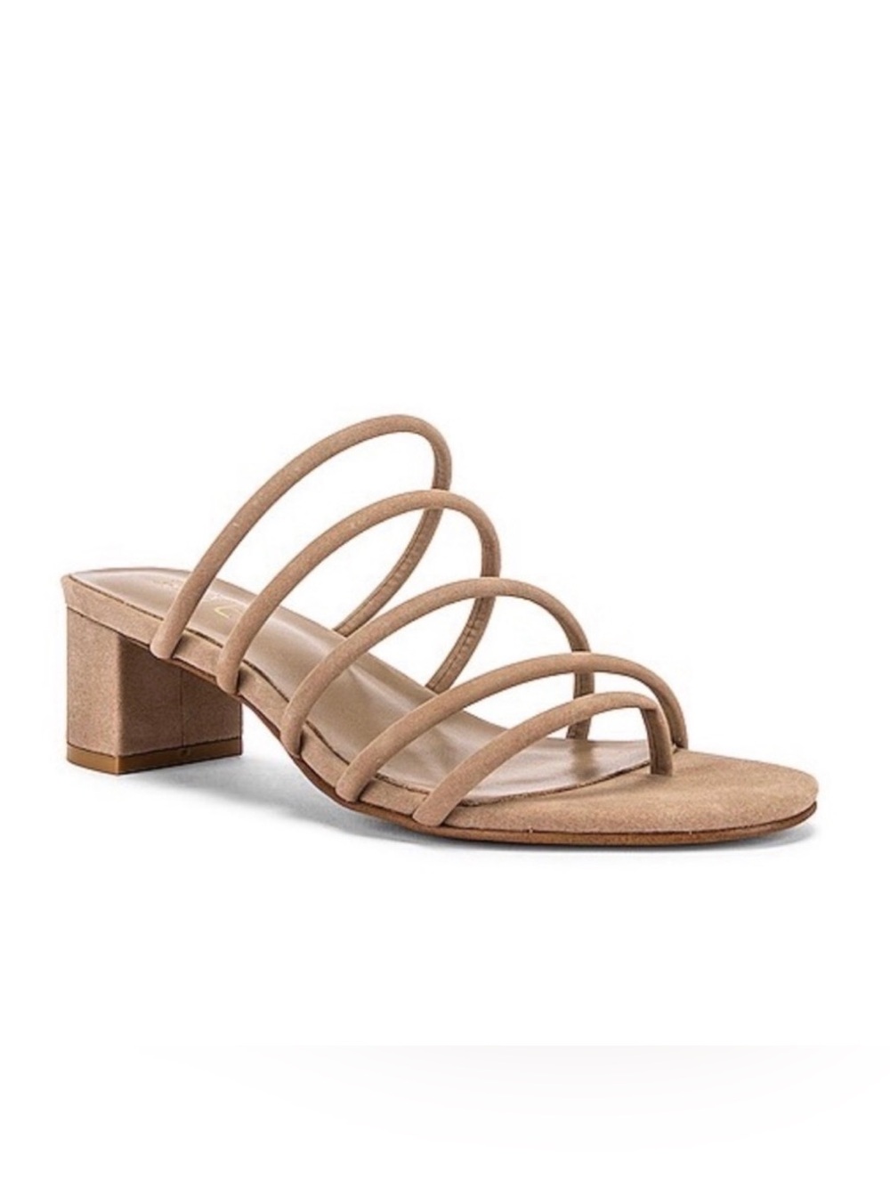 RAYE Beige Multi-Strap Block Heel Mule